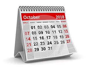 October 2018 - Calendar