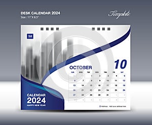 October 2024 - Calendar 2024 template vector, Desk Calendar 2024 design, Wall calendar template, planner, Poster, Design