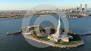 October 21, 2019 New York, USA.Video filming from a helicopter