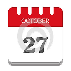 October 27 calendar flat icon