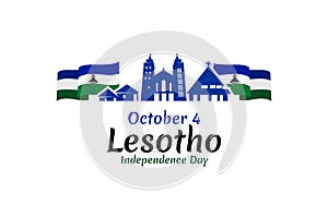 October 4, Happy Independence Day of Lesotho Vector illustration.