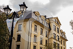 October 7, 2023 Russia, Zelenogradsk, houses of German construction, interesting architecture among greenery in the city