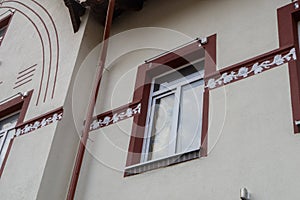 October 7, 2023 Russia, Zelenogradsk, houses of German construction, white fragment, bottom view