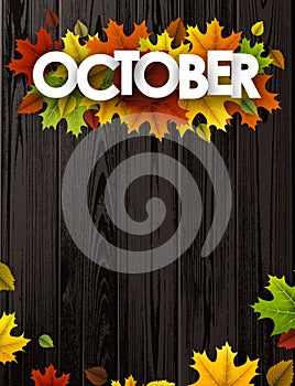 October background with colorful leaves.