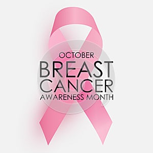 October Breast Cancer Awareness Month Concept Background. Pink Ribbon Sign. Vector illustration