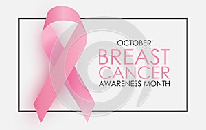 October Breast Cancer Awareness Month Concept Background. Pink Ribbon Sign. Vector illustration