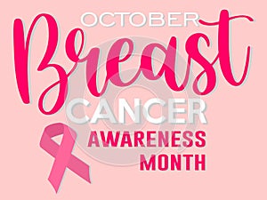 October breast cancer awareness month pink background