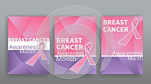 October Breast cancer Awareness month with pink ribbon poster