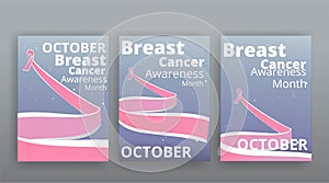 October Breast cancer Awareness month with pink ribbon poster