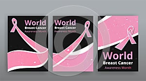 October Breast cancer Awareness month with pink ribbon poster