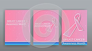 October Breast cancer Awareness month with pink ribbon poster