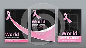 October Breast cancer Awareness month with pink ribbon poster