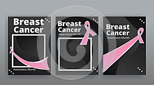 October Breast cancer Awareness month with pink ribbon poster