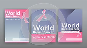 October Breast cancer Awareness month with pink ribbon poster