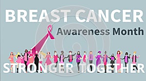 October Breast cancer Awareness month with pink ribbon poster