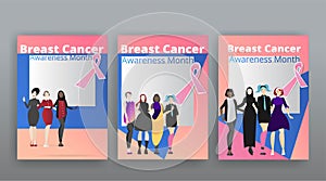 October Breast cancer Awareness month with pink ribbon poster