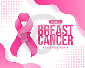 October, Breast cancer awareness month text and pink ribbon awareness sign with hand hold hand to give hope sign on pink curve and