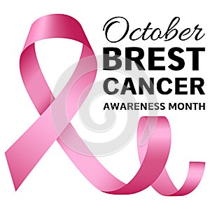 October breast cancer logo, realistic style