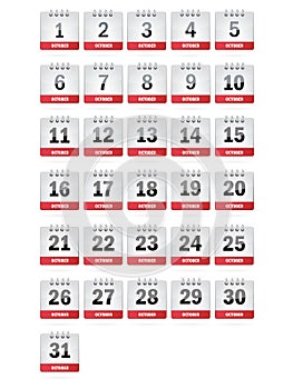 October Calendar Icons