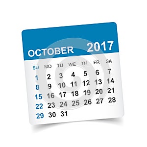 October 2017 calendar