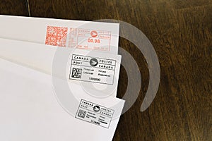 25 October 2024 - Calgary Alberta Canada - Postage stamp printed by a franking machine