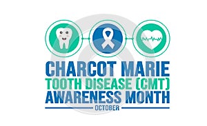 October is Charcot-Marie-Tooth Disease CMT Awareness Month background template. Holiday concept.