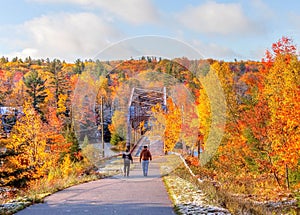 Hikers on path, Keweenaw Peninsula, Michigan photo