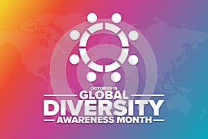 October is Global Diversity Awareness Month. Holiday concept. Template for background, banner, card, poster with text