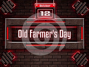 12 October, National Gumbo Day, Neon Text Effect on Bricks Background