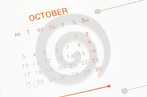 October page calendar.