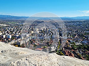 Panoramic view of Deva city, Romania.