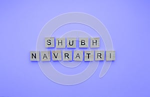 shubh Navratri, a minimalistic banner with an inscription in wooden letters