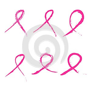 15 october Vector illustration for Breast cancer day. Watercolor awareness symbol - pink crayon ribbon. Hand drawn