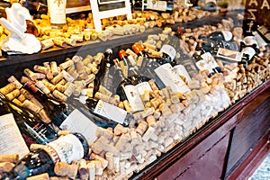 Corks and wine bottles