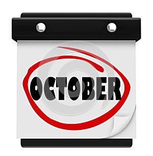 October Word Wall Calendar Change Month Schedule