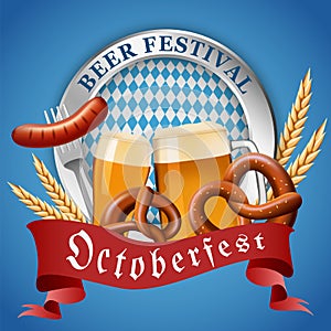 Octoberfest german beer festival concept background, realistic style