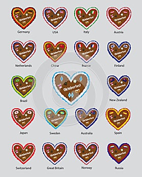 Octoberfest gingerbread hearts flag desing, most visiting countries