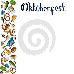 Octoberfest poster or banner design template, watercolor hand drawn