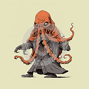 Octopus Adventures: A Comical Sci-fi Baroque Illustration