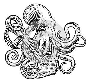 Octopus Anchor Kraken Sailor Tattoo Style Deisgn photo