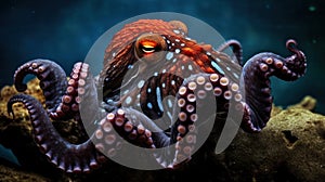 Octopus in the aquarium. Underwater world. Generative AI