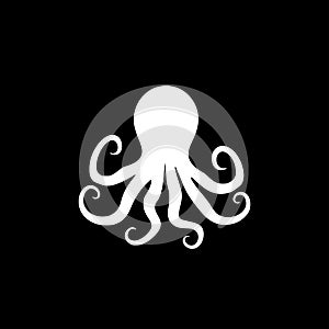 Octopus - black and white isolated icon - vector illustration