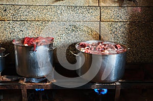 The octopus boiling inside a cauldron photo