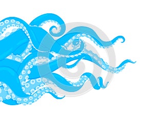 Octopus. Cartoon underwater marine animal. Background with an octopus. Vector illustration of kraken or squid. Body