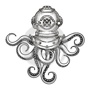 Octopus in Diving Helmet