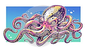 Octopus Graffiti Vector Art photo