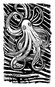 Octopus hand drawing