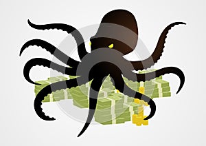 Octopus holding money with it& x27;s tentacles