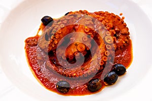 Octopus with hot chili souse