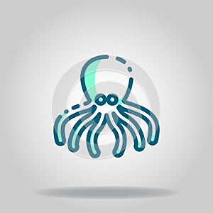 Octopus icon or logo in  twotone